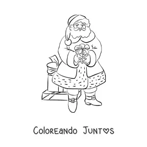 Imagen para colorear de Papá Noel con regalos