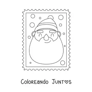 Imagen para colorear de cara de Papá Noel
