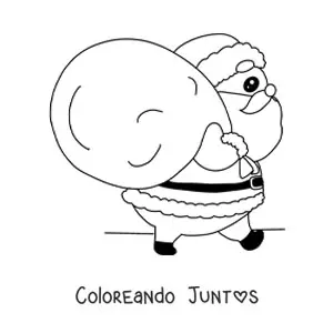 Imagen para colorear de viejito pascuero con regalos