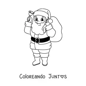 Imagen para colorear de viejito pascuero kawaii con regalos