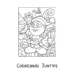 Imagen para colorear del viejito pascuero animado