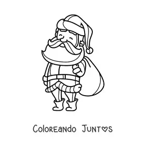 Imagen para colorear del viejito pascuero kawaii con.regalos