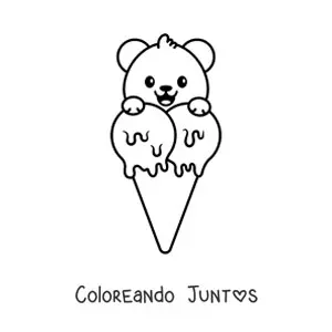 Oso kawaii con helado