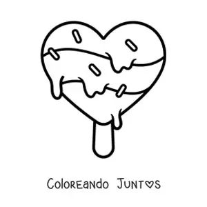 Paleta de helado con forma de corazón