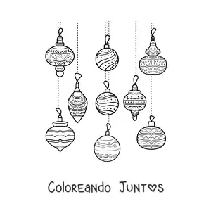 Imagen para colorear de bambalinas navideñas guindando