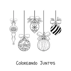 Imagen para colorear de bambalinas navideñas grandes guindando
