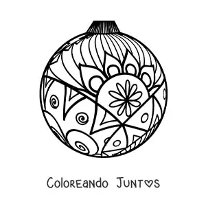 Imagen para colorear de esfera navideña estilo zentangle