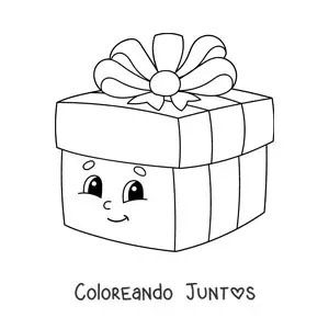 Imagen para colorear de regalo de Navidad animado