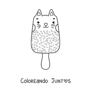 Imagen para colorear de un gato como una paleta de helado kawaii