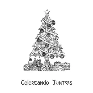 Imagen para colorear de regalos bajo el árbol estilo zentangle