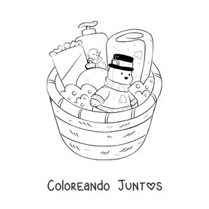 Imagen para colorear de cesta de regalos de Navidad