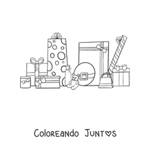 Imagen para colorear de regalos de Navidad