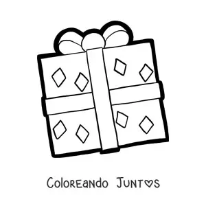 Imagen para colorear de regalo de Navidad grande con rombos