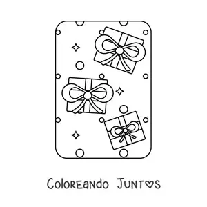 Imagen para colorear de regalos de Navidad con lazos