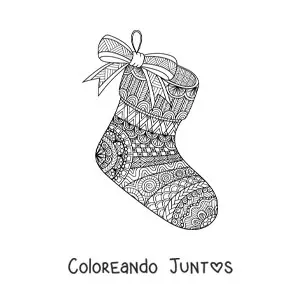 Imagen para colorear de calcetín de Navidad estilo zentangle