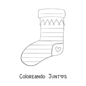Imagen para colorear de calcetín de Navidad grande con rayas