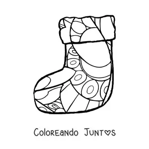 Imagen para colorear de bota navideña mandala