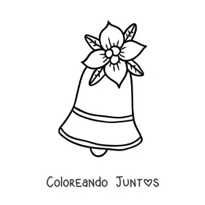 Imagen para colorear de campana de Navidad con flor