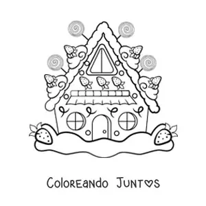 Casa de jengibre kawaii con fresas