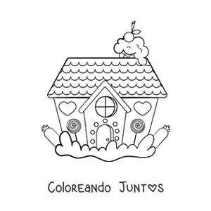 Casa de jengibre kawaii con corazones