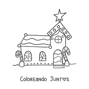 Imagen para colorear de iglesia de galleta de jengibre
