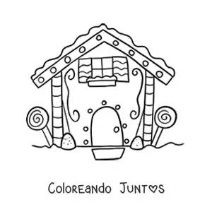 Imagen para colorear de casa de jengibre animada