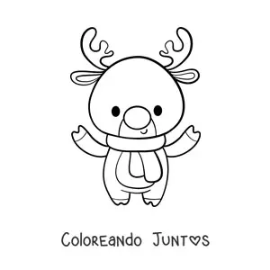 Imagen para colorear de reno navideño con bufanda