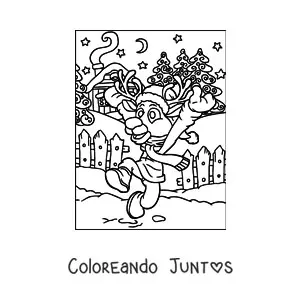 Imagen para colorear de reno navideño animado