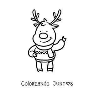 Imagen para colorear de reno navideño con suéter