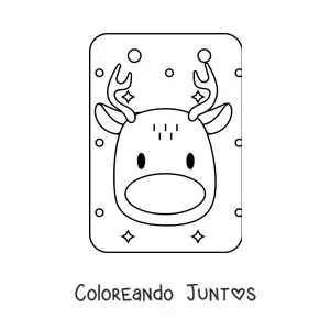 Imagen para colorear de cara de un reno navideño