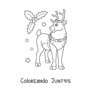 Imagen para colorear de reno de Santa