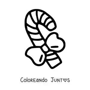 Imagen para colorear de bastón de caramelo con lazo grande
