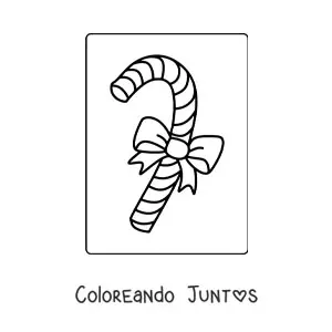 Imagen para colorear de bastón de caramelo con lazo