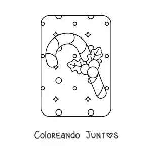 Imagen para colorear de bastón de caramelo con adorno