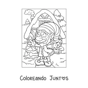 Imagen para colorear de duende de Navidad animado