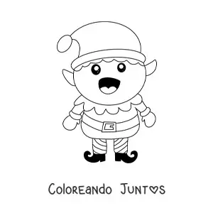 Imagen para colorear de duende de Navidad sonriendo