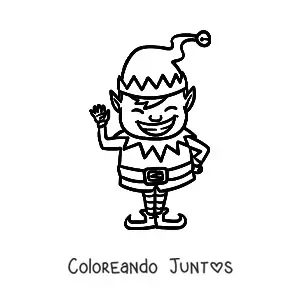 Imagen para colorear de chico ayudante de Santa