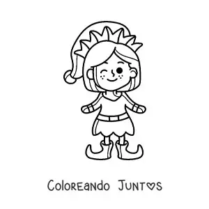 Imagen para colorear de chica ayudante de Santa