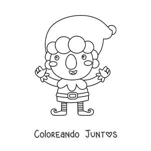 Imagen para colorear de elfo de Navidad animado