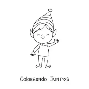 Imagen para colorear de elfo de Navidad chico