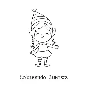 Imagen para colorear de elfo de Navidad chica