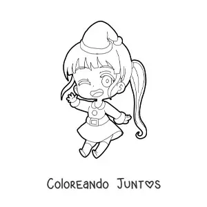 Imagen para colorear de niña kawaii con ropa navideña estilo anime