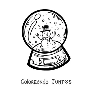 Imagen para colorear de bola de nieve grande con muñeco de nieve