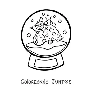 Imagen para colorear de bola de nieve sencilla con muñeco de nieve