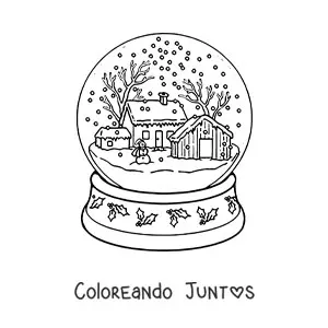 Imagen para colorear de bola de nieve bonita con paisaje