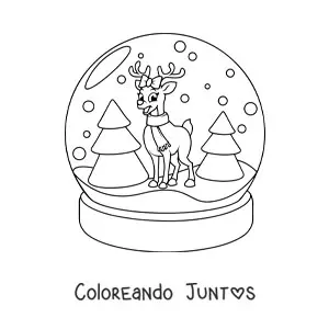 Imagen para colorear de bola de nieve de cristal con reno