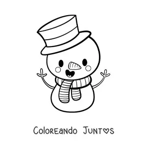 Imagen para colorear de muñeco de nieve kawaii