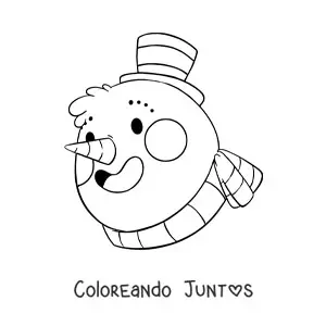 Imagen para colorear de cara de muñeco de nieve kawaii