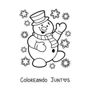 Imagen para colorear de muñeco de nieve animado