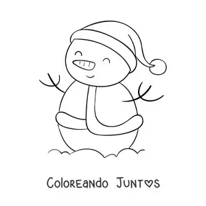 Imagen para colorear de muñeco de nieve con traje de Santa